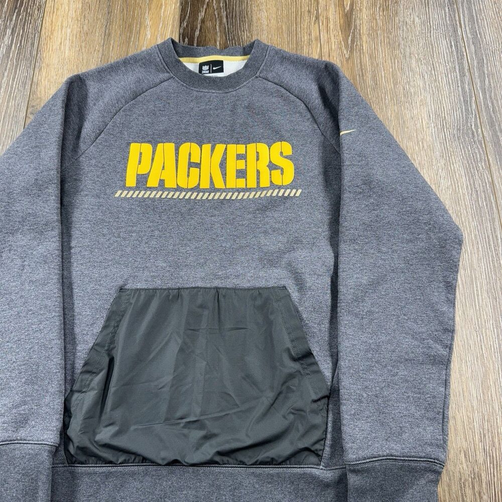 Nike Green Bay Packers Sweatshirt Mens M Gray NFL Football Team Swoosh Sweater